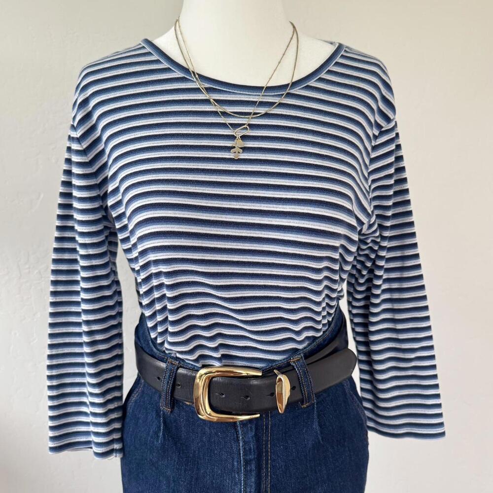 Vintage Faded Glory blue striped longsleeve & silver threaded stripes